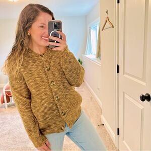 Madewell Brown Orange Space Dye Cardigan Sweater Medium